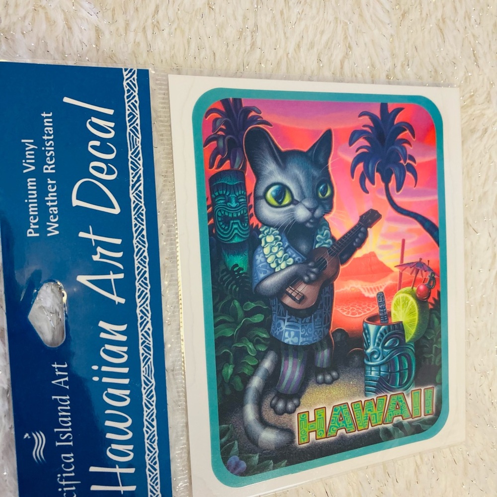 🌺HAWAIIAN ART DECAl: “Cheshire in Paradise”🏝🐈